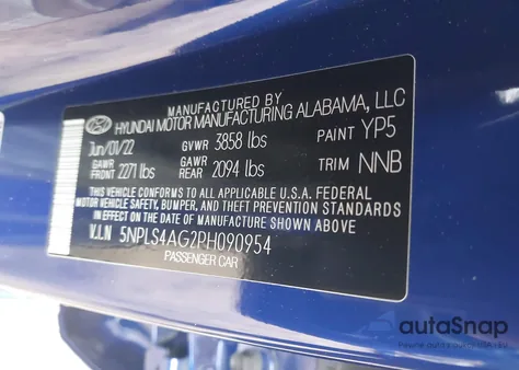 2023 Hyundai Elantra Sel from USA, damaged, VIN 5NPLS4AG2PH090954